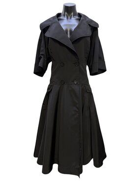 St John Black Double-Breasted Dress Size 16